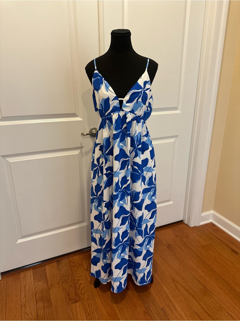 a new day Blue and White Floral Maxi Dress with Spaghetti Straps